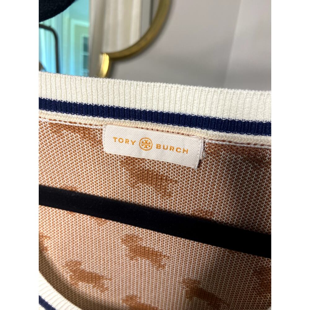 Tory Burch Jacquard Sweater Vest Dog Intarsia size L large - Picture 4 of 7